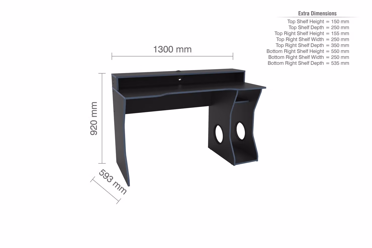 Birlea Enzo Gaming Computer Desk in Black and Blue – 4