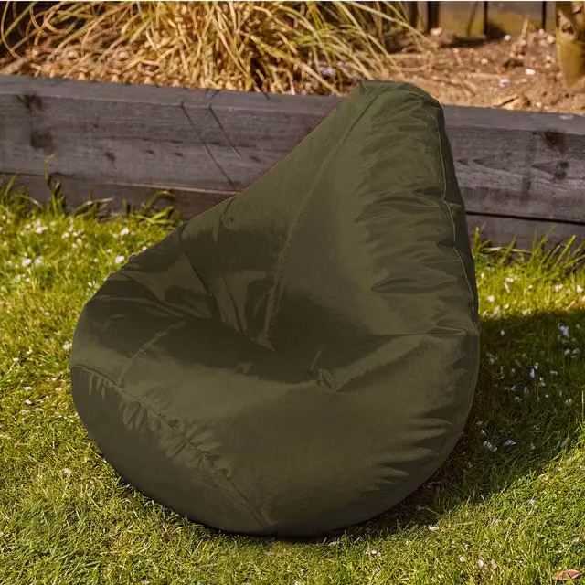 ICON Set of 2 Kids Gaming Bean Bag Chairs in Beige and Green Water Repellent Fabric