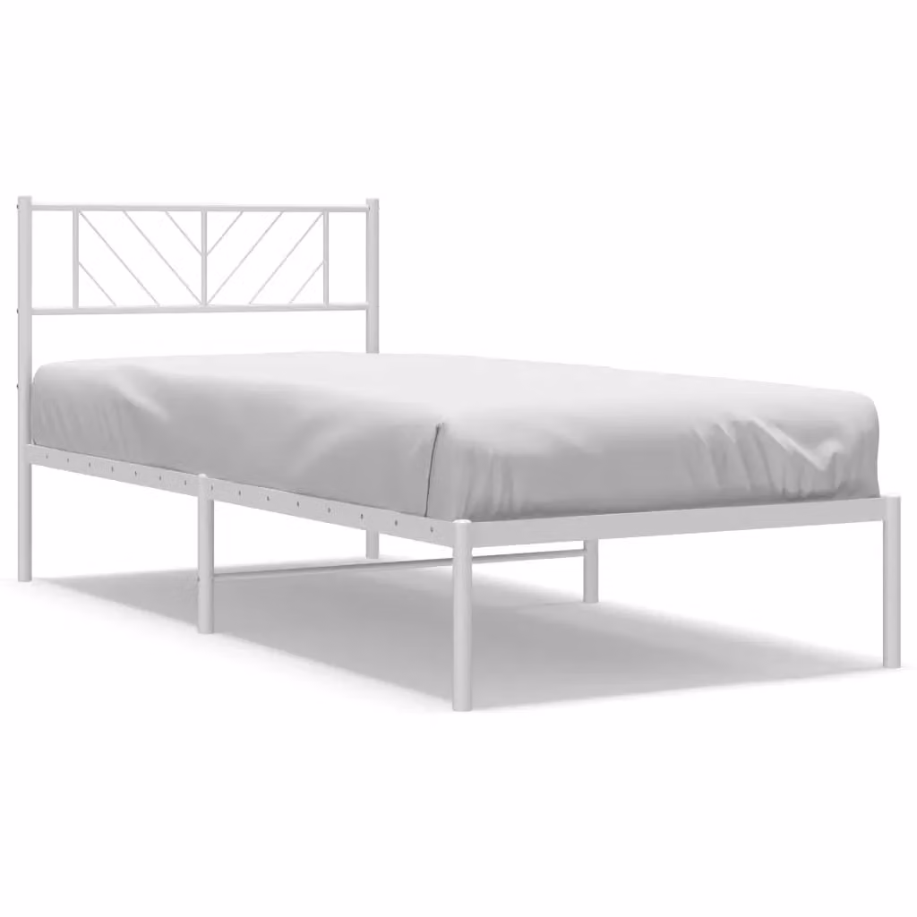 Berkfield Home Metal Bed Frame with Headboard in White, W/D/H: 90 x 200 cm – 2