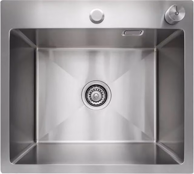 Resmo Single-Bowl Stainless Steel Kitchen Sink with Drain Kit in Silver, W: 50.0 cm, D: 42.5 cm, H: 19.0 cm