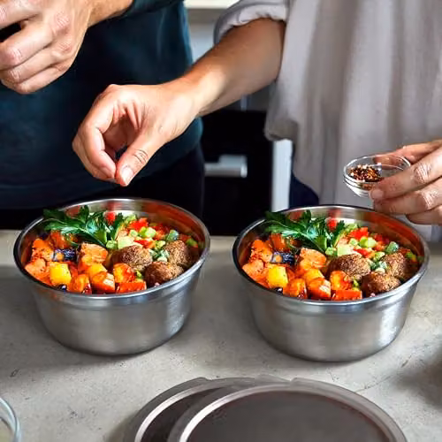 Black + Blum Stainless Steel Lunch Bowl, 950ml, Grey and Red – 4