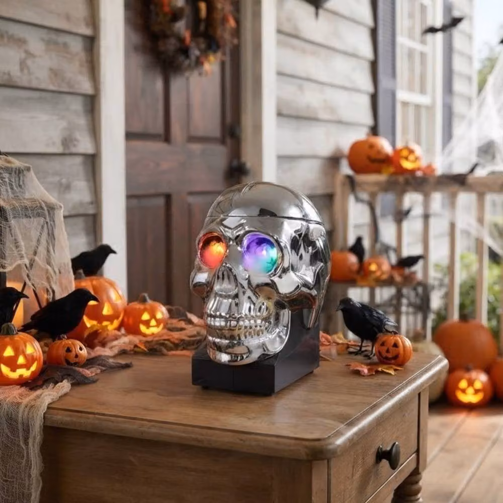 Garden Greatness Eerie Silver Skull Fog Machine Halloween Tabletop Decoration – 2