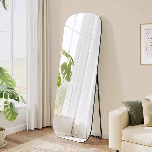 The Bazaarist Full Length Standing Mirror in Jet Black with Tempered Glass