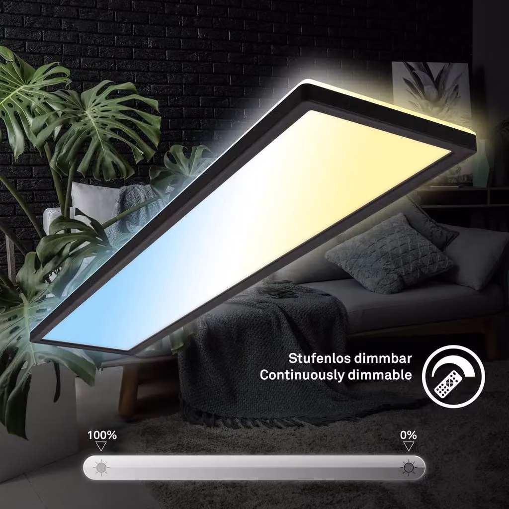 Briloner Ultra Flat Black CCT LED Ceiling Panel with Remote Control and Dimming Function – 3