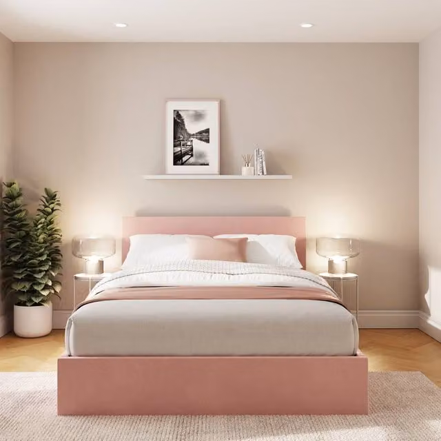 GFW Pink Velvet End Lift Ottoman Storage Bed, King Size – 1