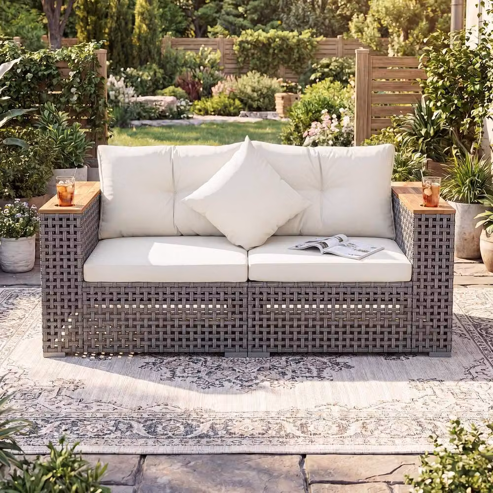Costway 2-Piece L-Shape Patio Corner Sofa Set with Cushions in White – 7