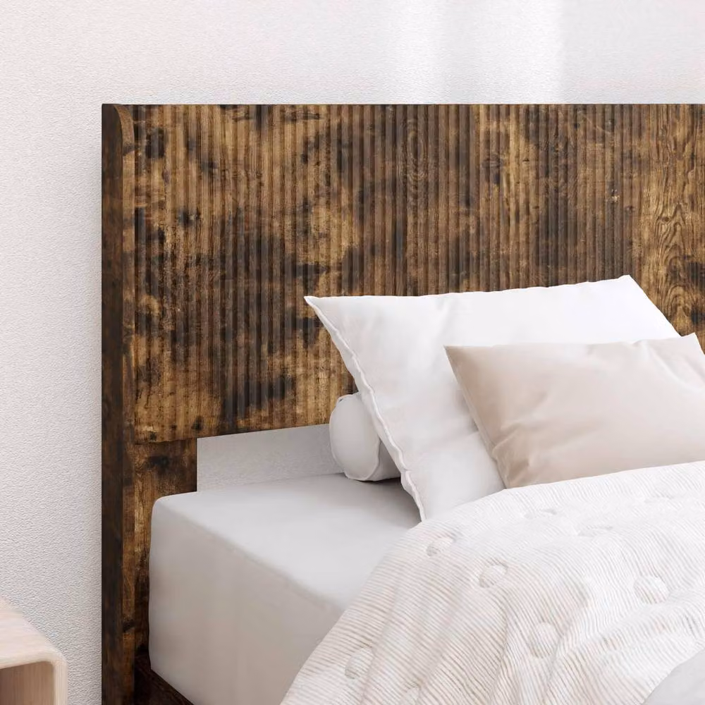 Berkfield Home Modern Bed Frame with Headboard and Side Compartment Storage, Smoked Oak, Brown, W: 100 cm, L: 200 cm – 3
