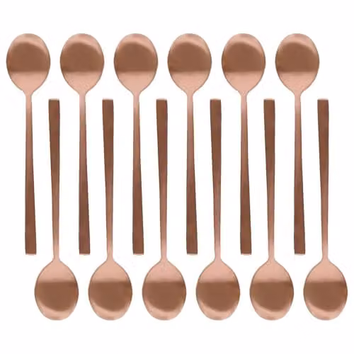 Argon Tableware 12-Piece Stainless Steel Teaspoon Set in Copper Finish