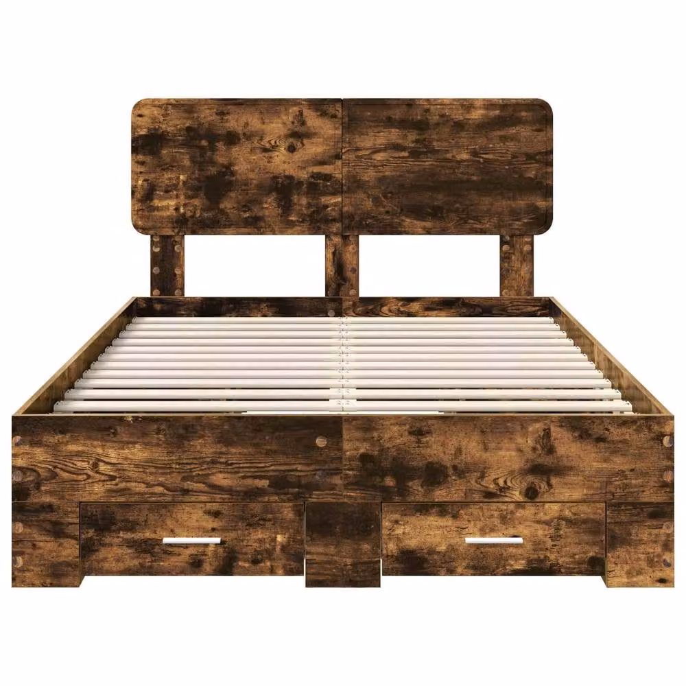Berkfield Home Modern Bed Frame with Drawers in Smoked Oak Brown, W/D/H: 120 x 190 cm – 3