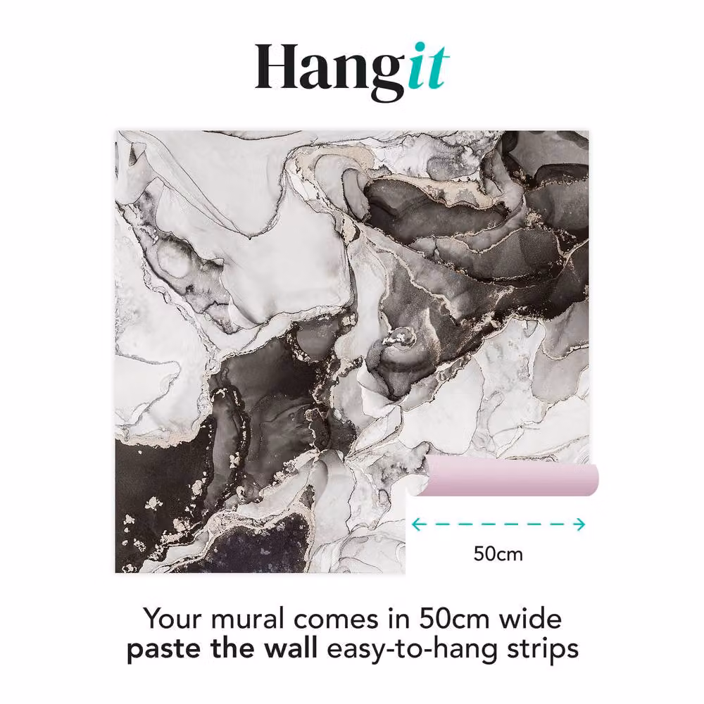 Superfresco Easy Agate Marble Mono Print Abstract Wall Mural in White, W: 300 cm, H: 280 cm – 3