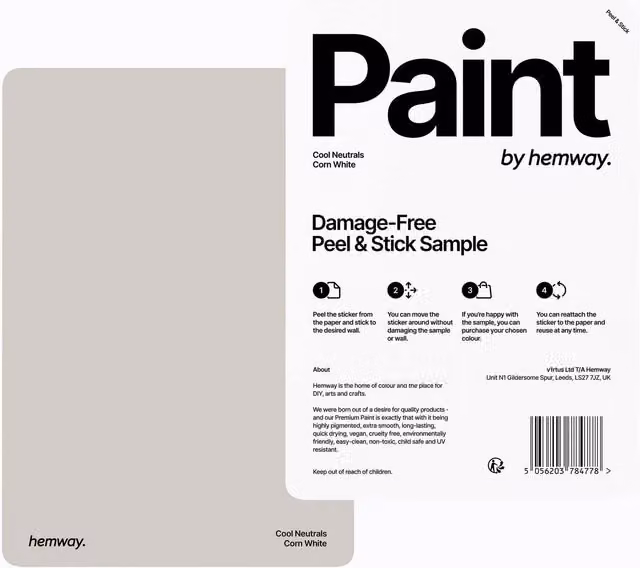 Hemway Chalk Based Furniture Paint A5 Sample in Corn White