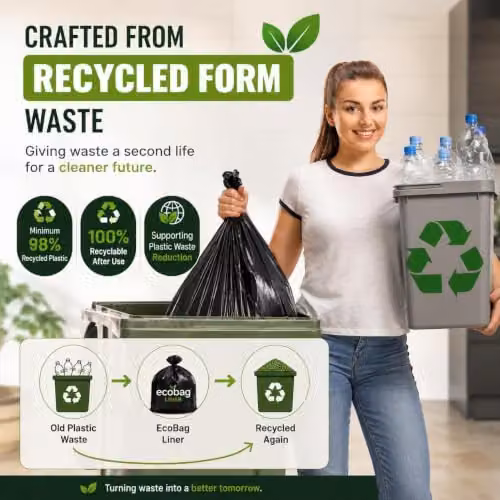 Ecobag Heavy Duty Black Refuse Sacks, 100L, W: 73.6 cm, H: 99.0 cm – 6