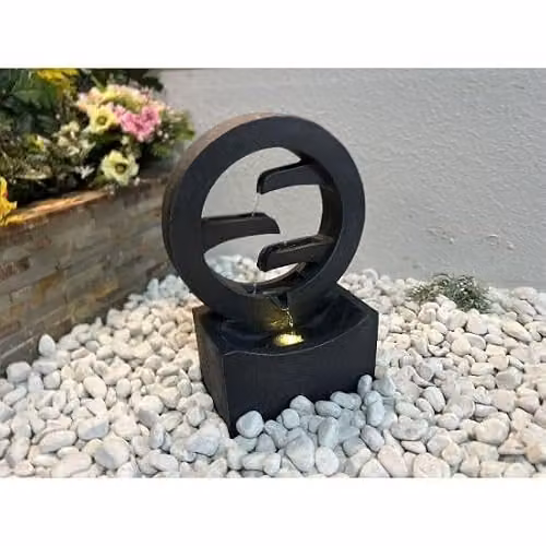 Tranquility Lunar Flow Solar Powered Tabletop Water Feature in Natural Black Resin, H 48 cm x W 34 cm x D 18 cm – 3