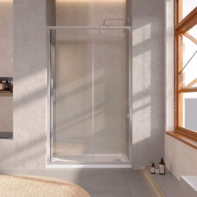 Bathroom Kingdom Shire 6mm Sliding Rectangular Glass Shower Door, Width: 1100 mm, Silver