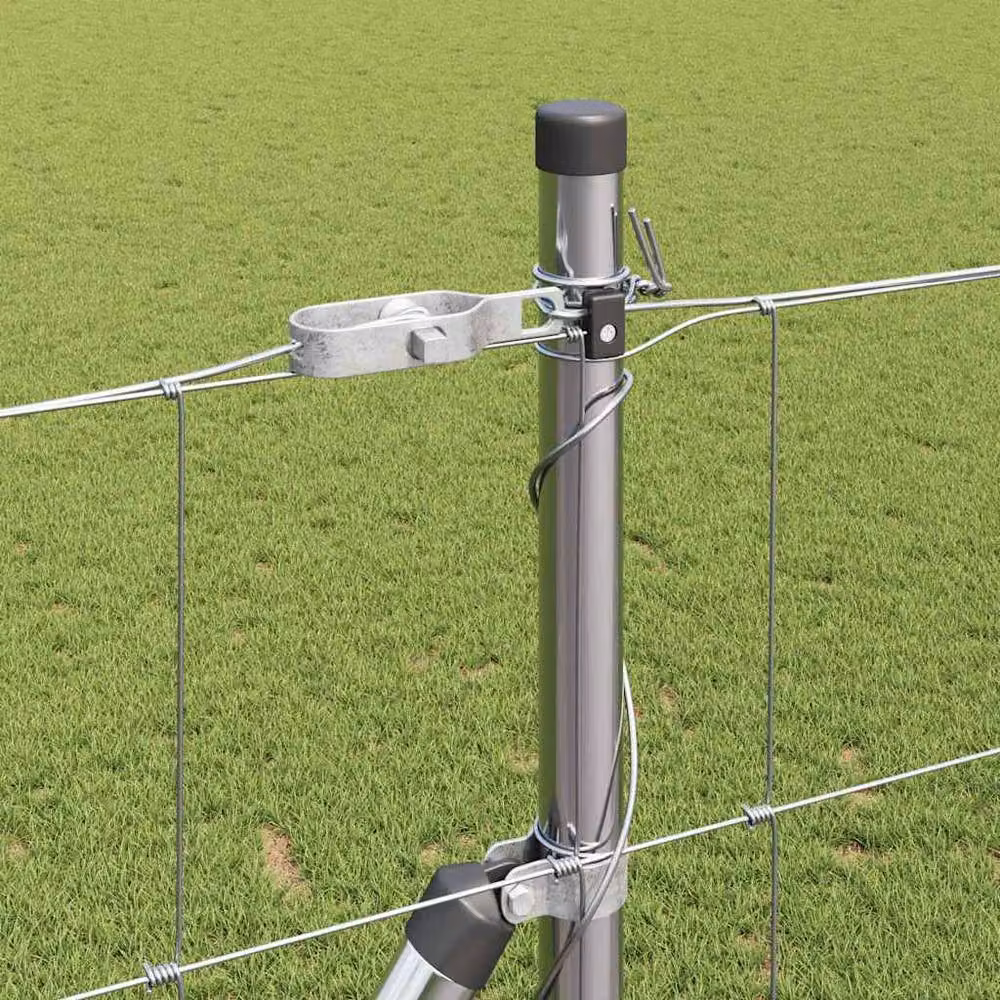 Berkfield Home Modern Field Fence in Silver Galvanised Steel, H: 140 cm x L: 50 m – 3
