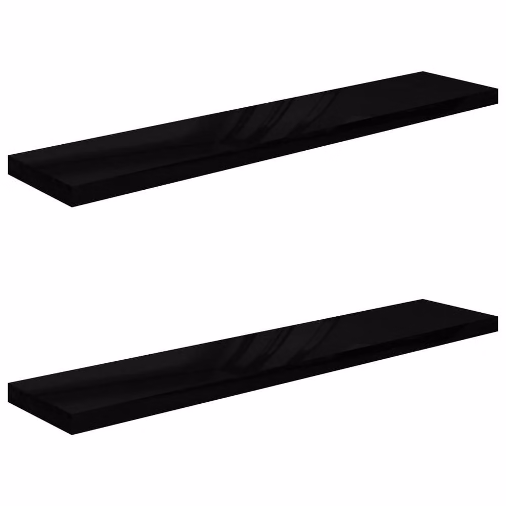 Berkfield Home Durable Floating Wall Shelves, 2 Pack, High Gloss Black, W: 120 cm, D: 23.5 cm, H: 3.8 cm – 3