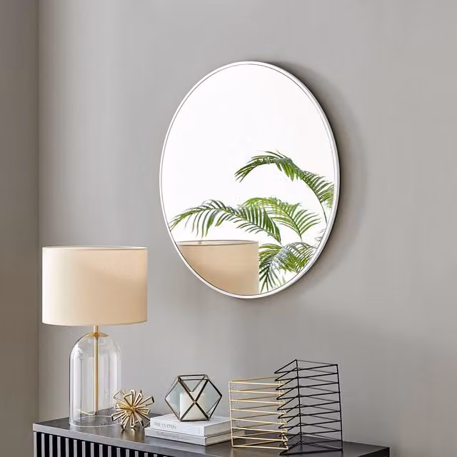 FurnitureboxUK Emma Art Deco Round Metal Frame Wall Mirror in Black, Diameter: 100 cm