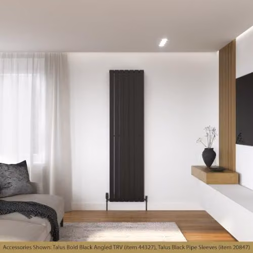 UK Radiators Typhoon Black Flat Tube Vertical Designer Radiator, W: 47.6 cm, H: 180 cm – 3
