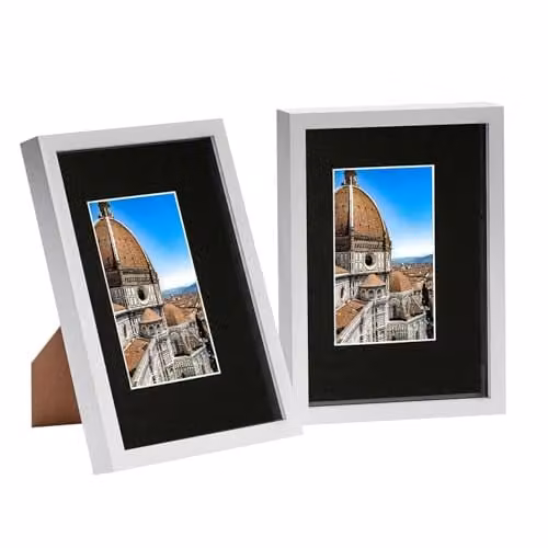 Nicola Spring 3D Shadow Box Frames, Pack of 2, White Rectangular Modern Hanging Frames with Black Mount, A4 Size (W: 23.5 cm, H: 32.0 cm, D: 3.5 cm) – 1