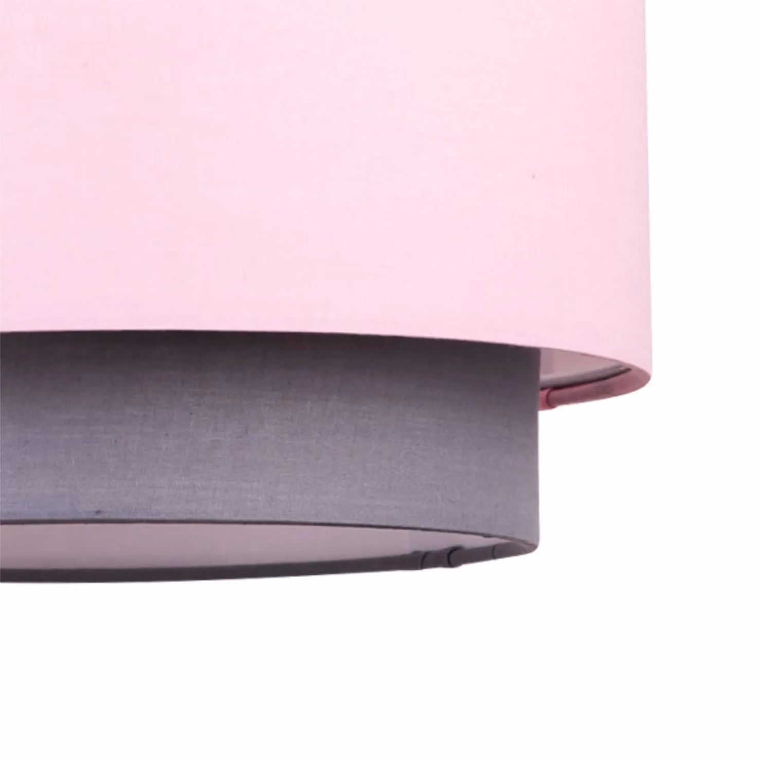 First Choice Lighting Pair of Pink and Grey 2 Tier Fabric Easy Fit Cylinder Light Shades – 2