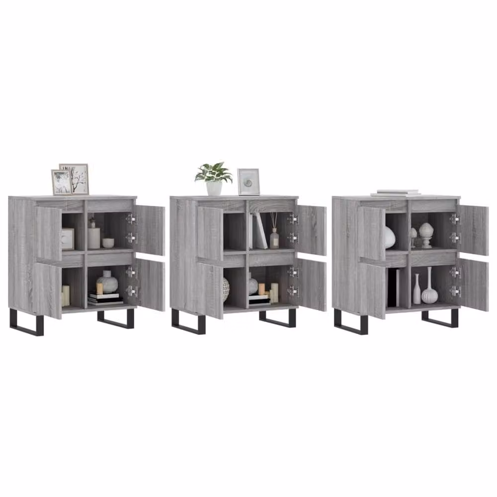 Berkfield Home 3-Piece Sideboard Set in Grey Sonoma Matt MDF – 3