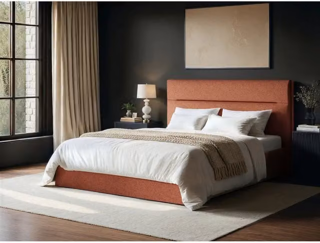 Solace+Co Nela Modern Upholstered Ottoman Bed in Orange, W/D/H: 180 x 200 cm
