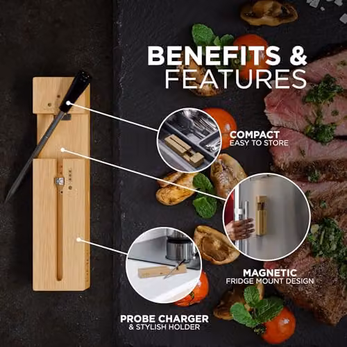 DMD Collective Wireless Bluetooth Meat Thermometer with Temperature Alarm and App Control in Brown – 7