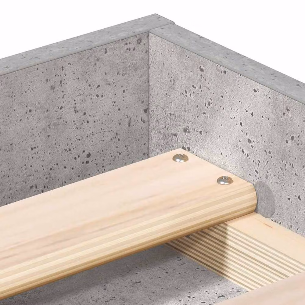 Berkfield Home Modern Bed Frame in Concrete Grey, W/D/H: 200 x 120 x 35 cm – 2