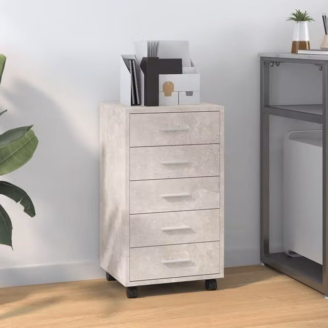 Berkfield Home Drawer Cabinet in Concrete Grey Engineered Wood with Castors – 1