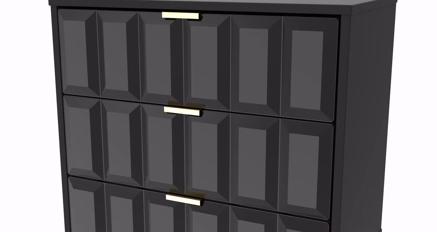 2 U Metro 3 Drawer Chest in True Black and Gold, Ready Assembled – 3