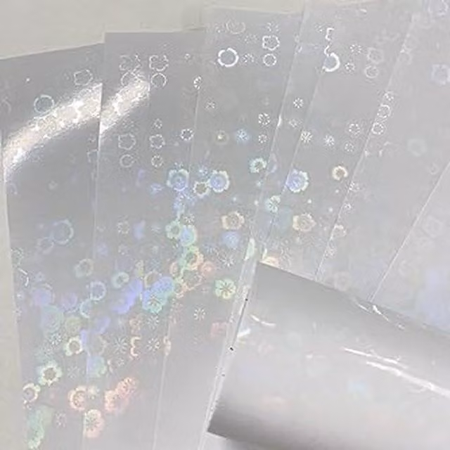 Syntego Pack of 5 Holographic Mini Flower Vinyl Overlay Sheets in Multicolour