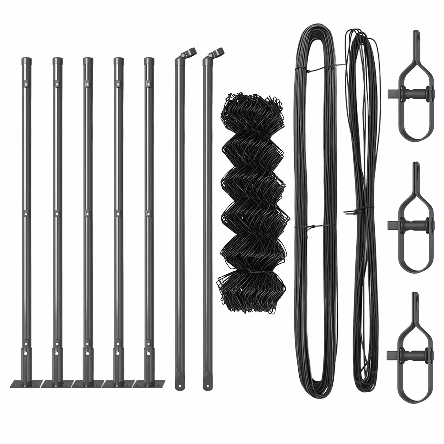 Berkfield Home Grey Galvanised Steel Chain Link Fence with 7 Flanged Posts, W: 10 m, H: 0.6 m – 3