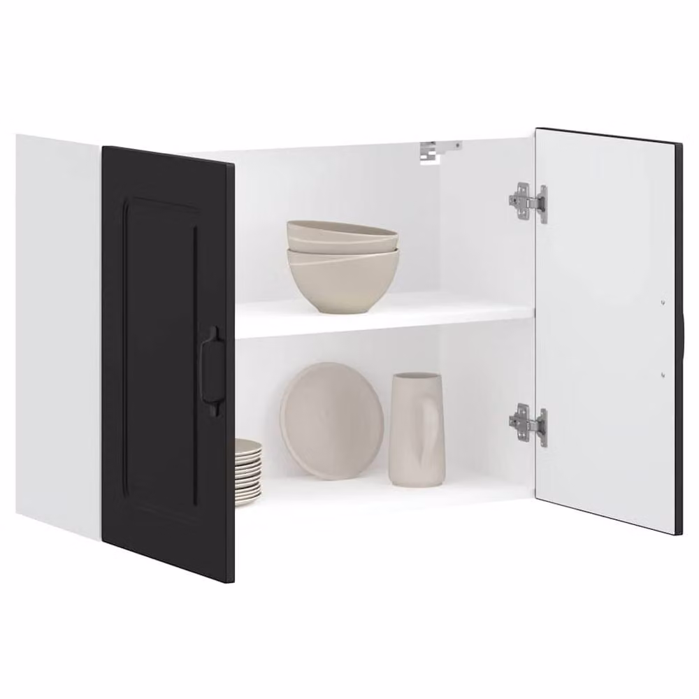 Berkfield Home Kalmar Wall Mounted Kitchen Cabinet in Black Matt MDF – 4