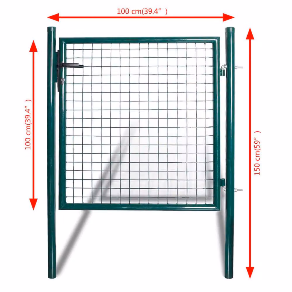 Berkfield Home Single Door Steel Swing Fence Gate, Green, W: 100 cm, H: 150 cm – 2