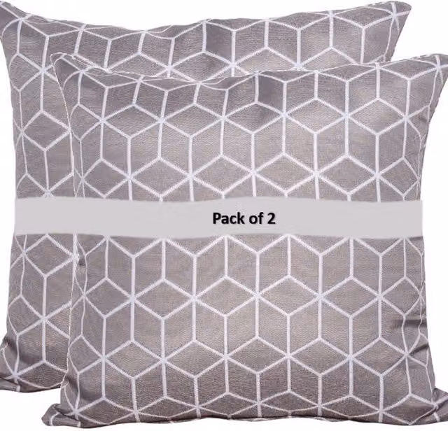 Royalcraft Pair of Grey Geometric Square Scatter Cushions