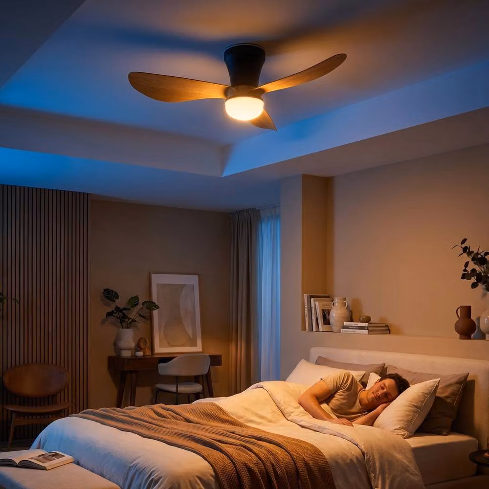 Briloner Black Wood Ceiling Fan with Dimmable LED Light and Remote Control – 6