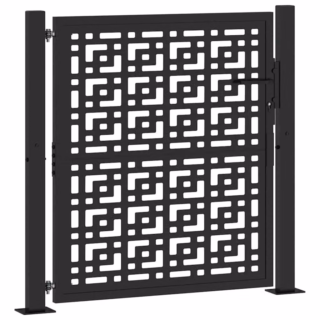 Berkfield Home Black Steel Garden Gate with Cross Design, W: 105 cm, H: 106 cm – 2