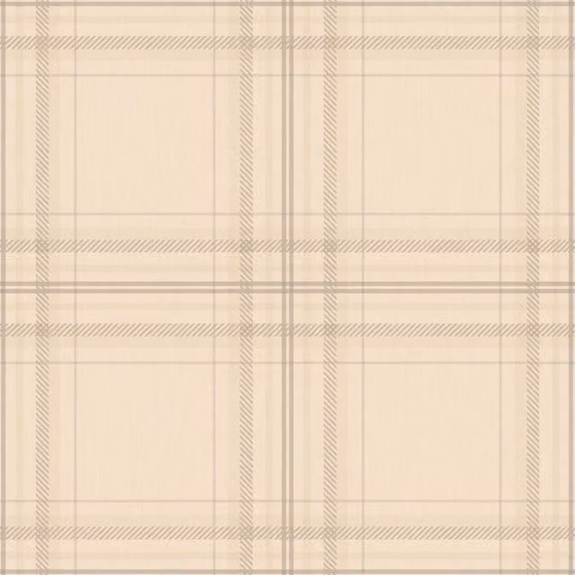 Holden Decor Linen Check Fabric Motif Traditional Wallpaper in Beige