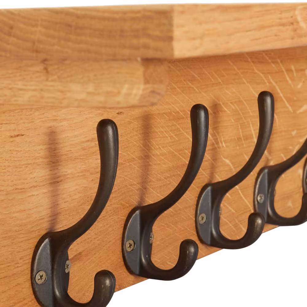 Berkfield Home Decorative Solid Oak Wood Coat Rack in Brown, W/D/H: 60 x 16 x 16 cm – 2
