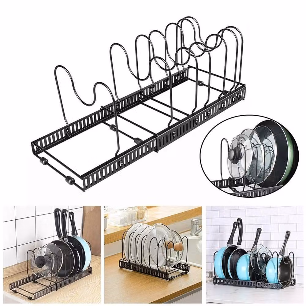 FORGEVIO Expandable 7 Tier Metal Pot Pan and Utensil Holder in Black – 3