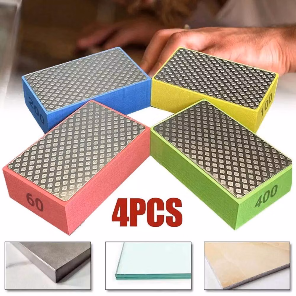 VOGREX 4-Piece Multicolour Diamond Hand Polishing Pads for Tile, Glass and Marble, W: 52 cm – 3