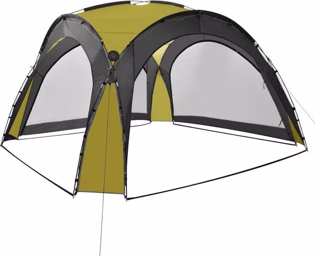 Berkfield Home Green Party Tent with LED Lighting and 4 Sidewalls, W: 360 cm, D: 360 cm, H: 230 cm – 1