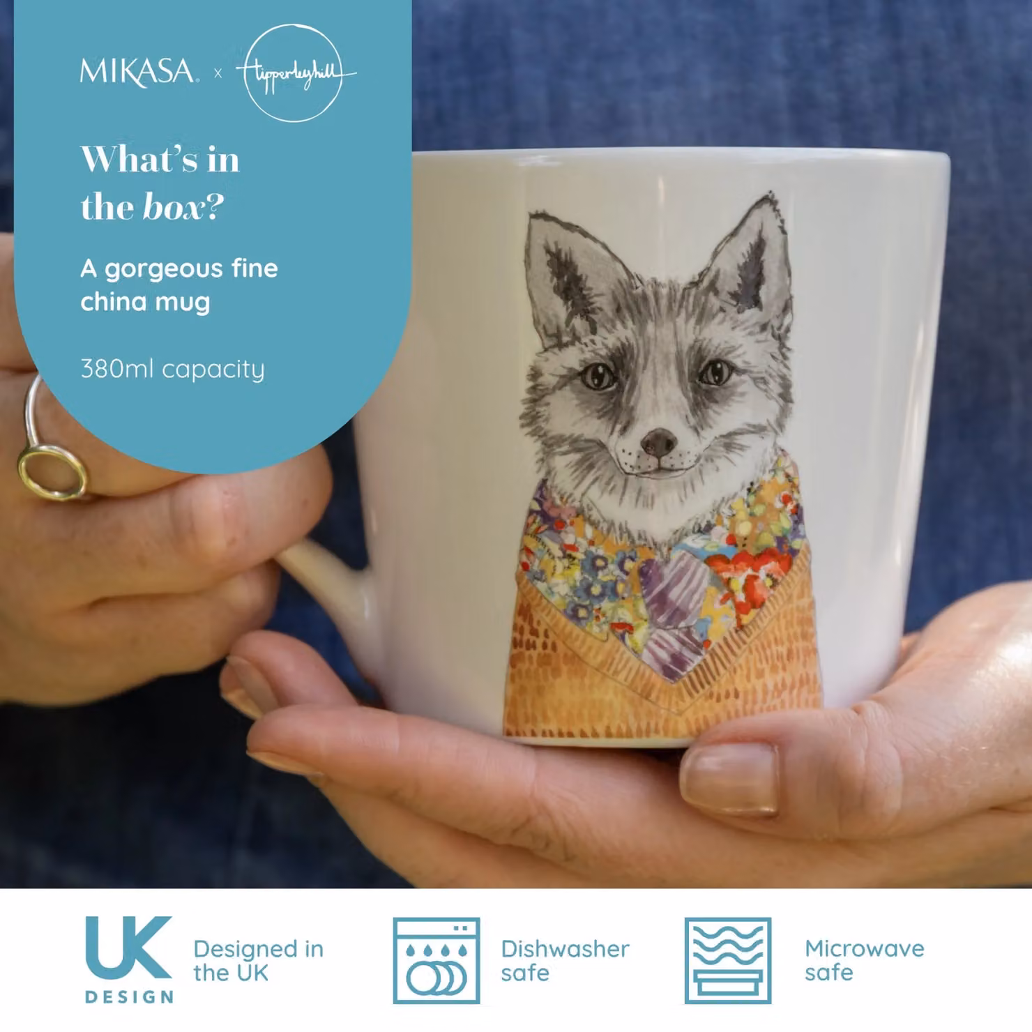 Mikasa Tipperleyhill Fox Bone China Mug, White and Multicolour, 380 ml – 5