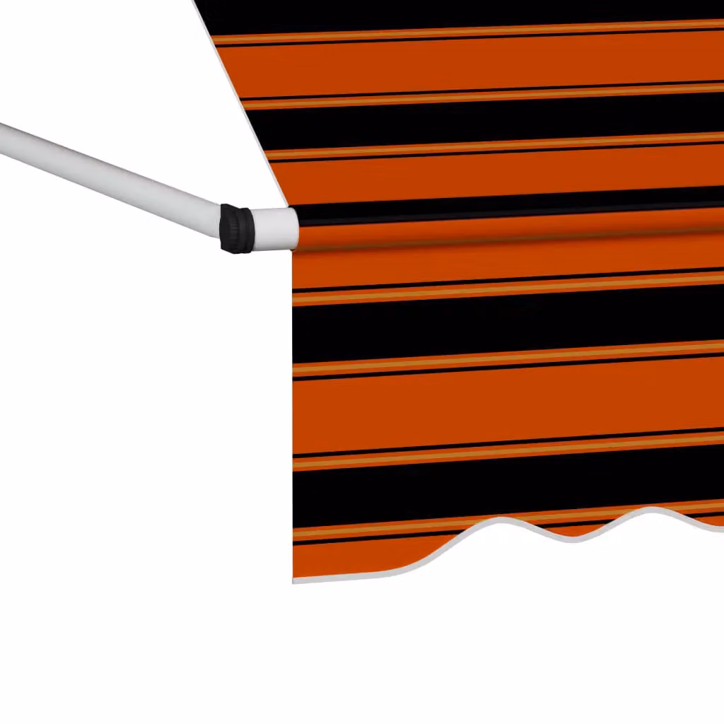 Berkfield Home Manual Retractable Folding Arm Awning in Orange and Brown Striped Polyester and Steel – 3