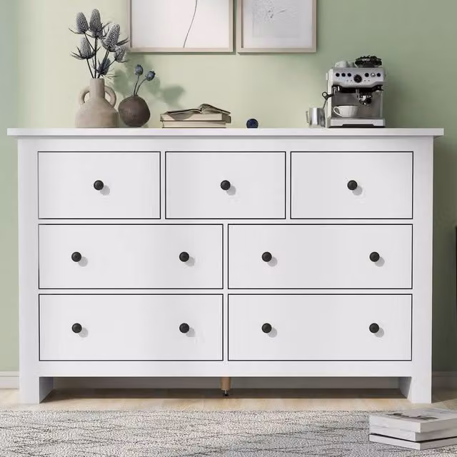 Merax White 7-Drawer Chest of Drawers and Large Sideboard Storage Cabinet