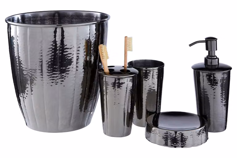 Orsina Hammered Black Stainless Steel Bathroom Tumbler Set