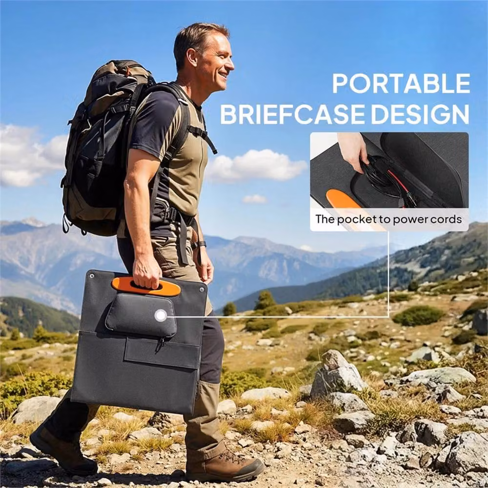 SPETLEK 100W Portable Foldable Solar Panel Charger with USB-A and USB-C in Black, W: 1000 cm, H: 52 cm – 6