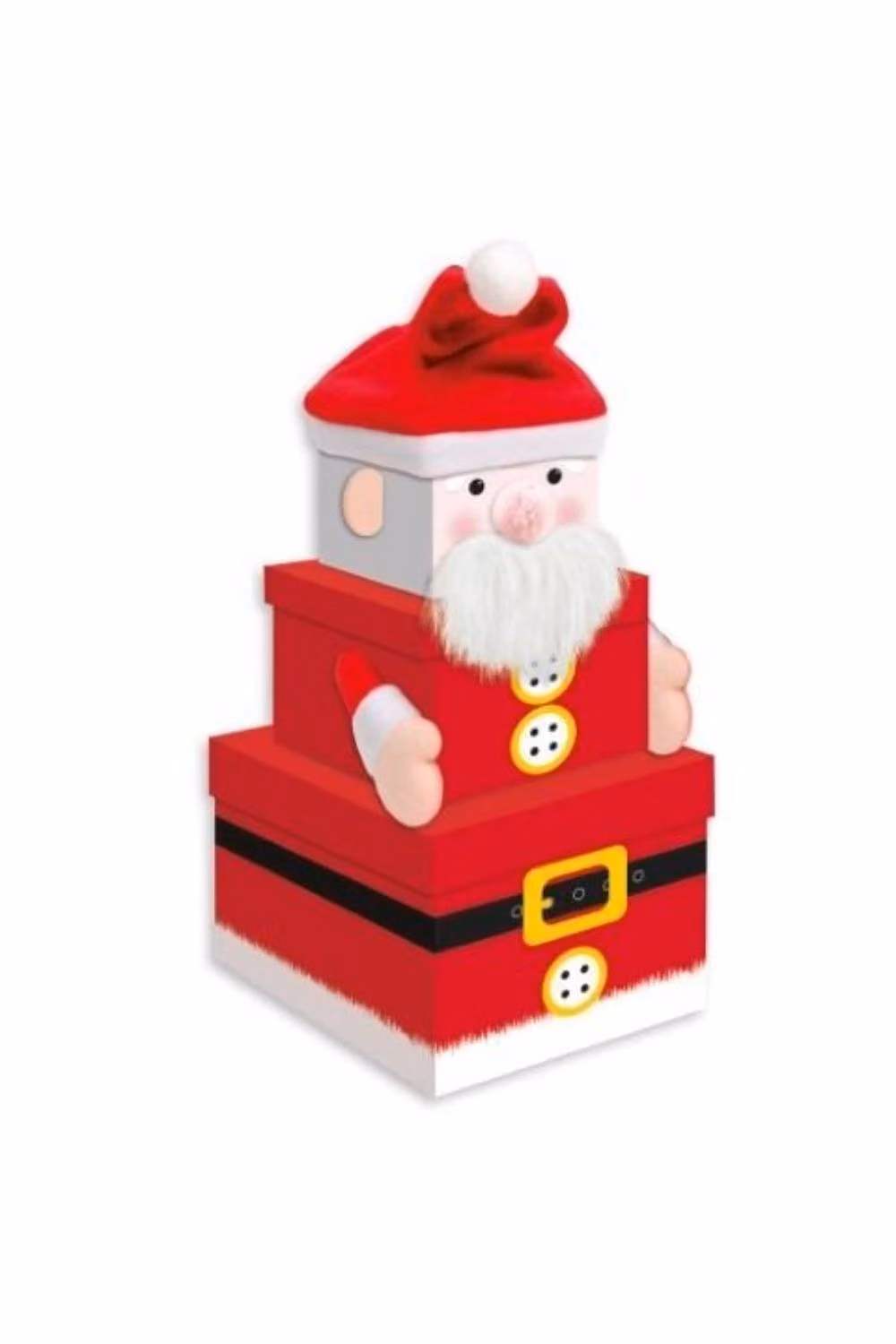 KDMD Large Stackable Red and Gold Paper Christmas Santa Gift Boxes – 2