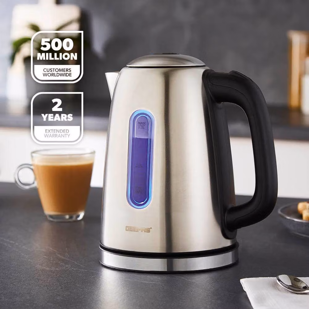 Geepas 2200W Stainless Steel Cordless Electric Kettle with Auto Shut-Off, 1.7 l, Silver – 2