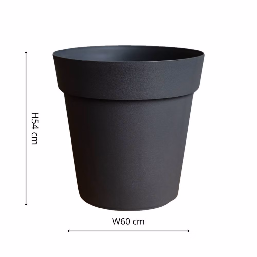 Ivyline Cleo Anthracite Plant Pot with Black Wheels, Diameter: 60 cm – 2